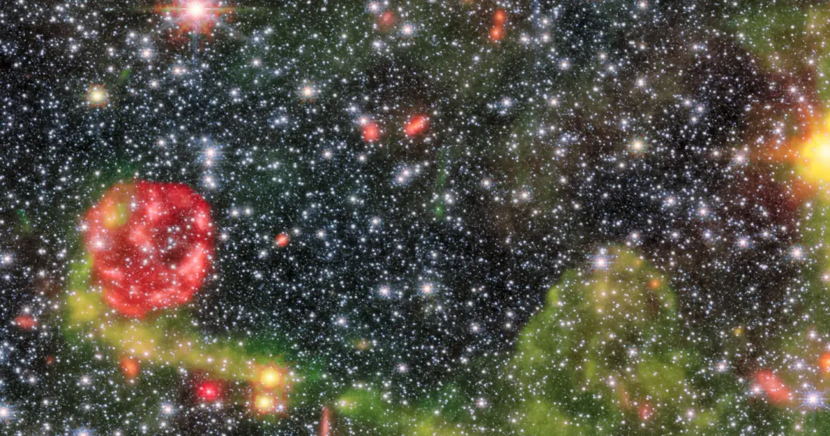 NGC 6822 знаходиться на відстані близько 1,5 млн світлових років від нас і є найближчим галактичним сусідом Чумацького Шляху