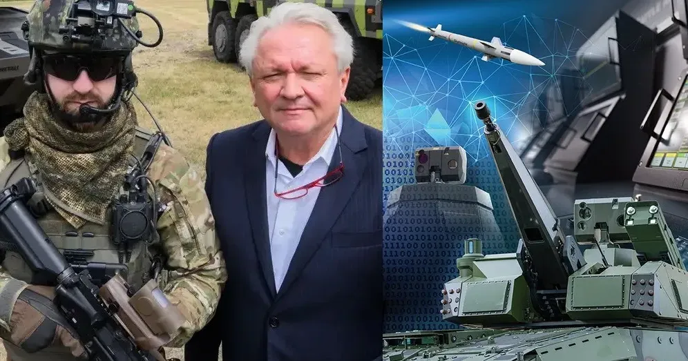 Колаж Олени Зеленіної. Система ППО Rheinmetall Oerlikon Skynex® та Армін Паппергер (праворуч) в Україні. Убити генерального директора Rheinmetall... Що відомо? на порталі Gromada Group
