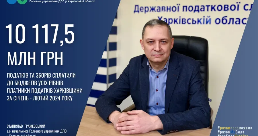 Колаж ГУ ДПС у Харківській області Платники податків Харківщини перерахували до бюджетів понад 10 млрд грн податків і зборів на порталі Gromada Group