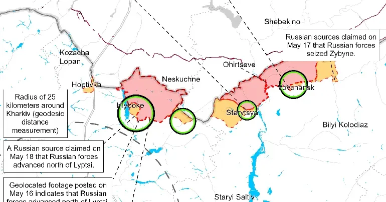 Карта: ISW (May, 17. 3.00 p.m.) Російські війська в районі Липець просувань не мають — ISW на порталі Gromada Group