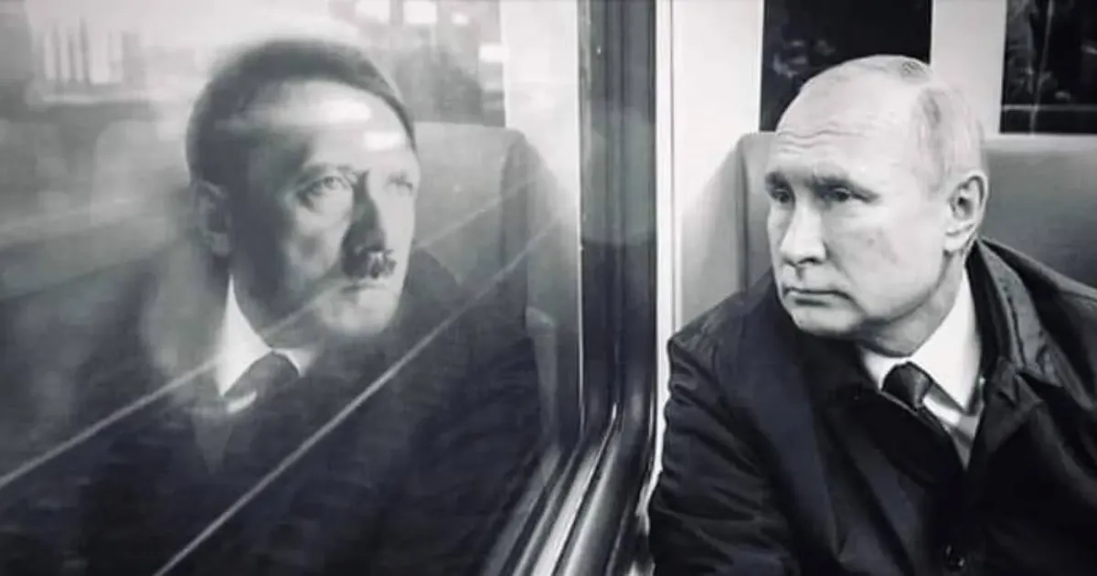 Колаж з відкритих джерел. У 1939-1943 pp. рейхсфюрер СС Гіммлер наказав розробити кілька варіантів насильницької перебудови Східної Європи, що мали загальне найменування план «Ost». «Русский мир» - зовнішньополітична доктрина Кремля. Має на увазі об’єднання Росії, Білорусії та України, а також посилення впливу в країнах з великою часткою російськомовного населення, наприклад, Балтії. Була використана Москвою для виправдання вторгнення в Україну, а по суті - насильницького перевлаштування Східної Європи.