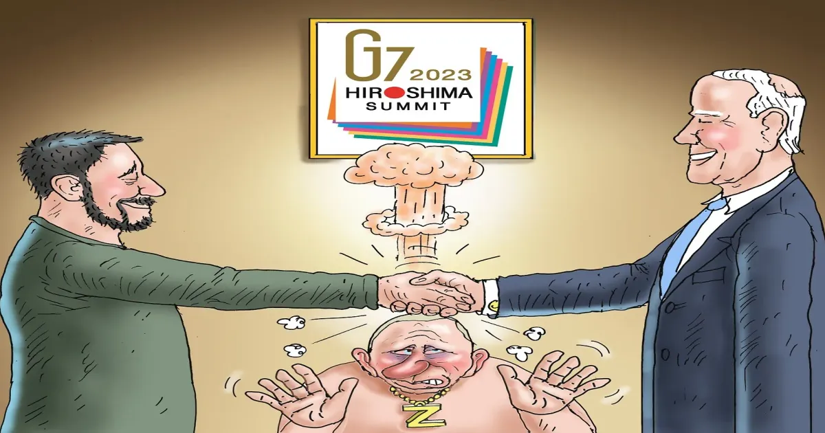 Кариатура: Marian Kamensky. Джерело: https://www.facebook.com/humorkamensky/photos Російський добровольчий корпус та Легіон «Свобода Росії» через українсько-російський кордон зайшли на територію Бєлгородської області. Як розвиватимуться події далі? Чи буде створено Бєлгородську народну республіку? Саміт Великої сімки у Хіросімі: наслідки для України та росії. І чого прагне Китай, приміряючи на себе роль миротворця? Про це відбулася експертна розмова у “Політичній кав’ярні” Харківського пресклубу.